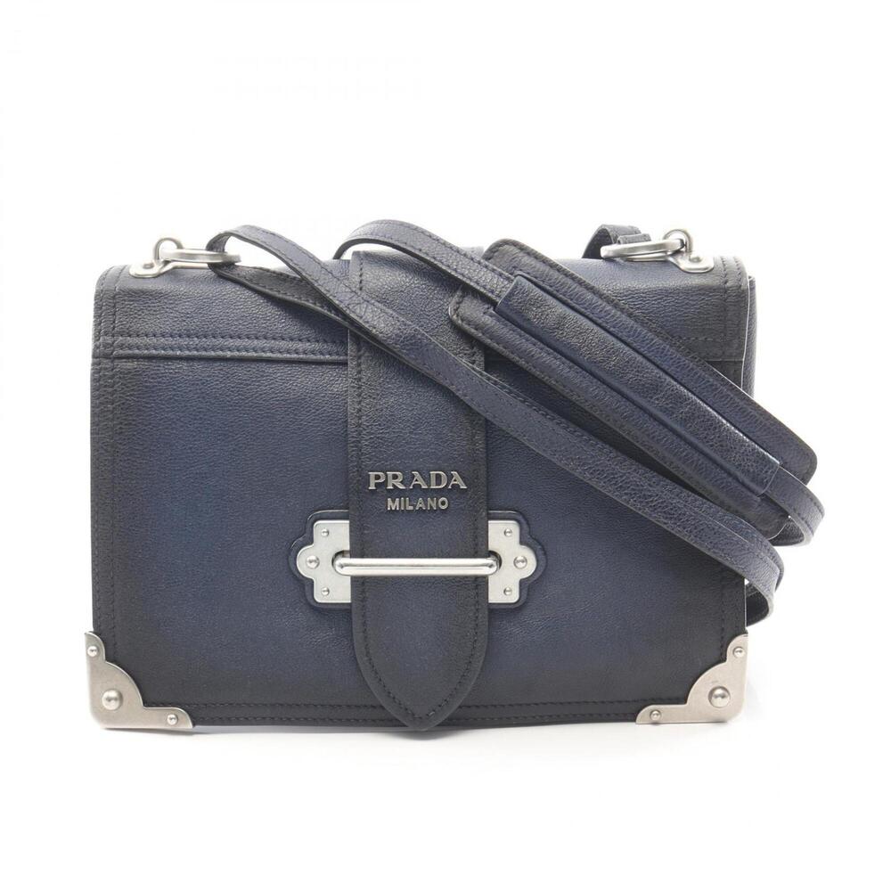 Prada Cahier 2-way Shoulder Bag/Handbag, Leather, Women's, Navy
